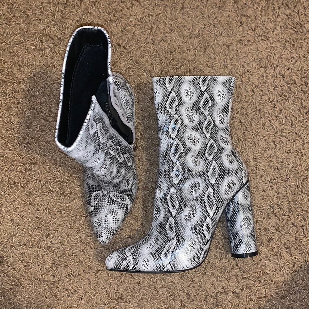 Snake skin print boots